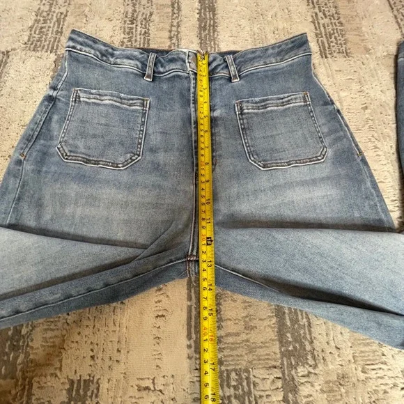 Dear John Womens Wide Leg High Rise Patch Pocket Jeans Blue Size 32 DPM-55-A152 - Picture 8 of 12